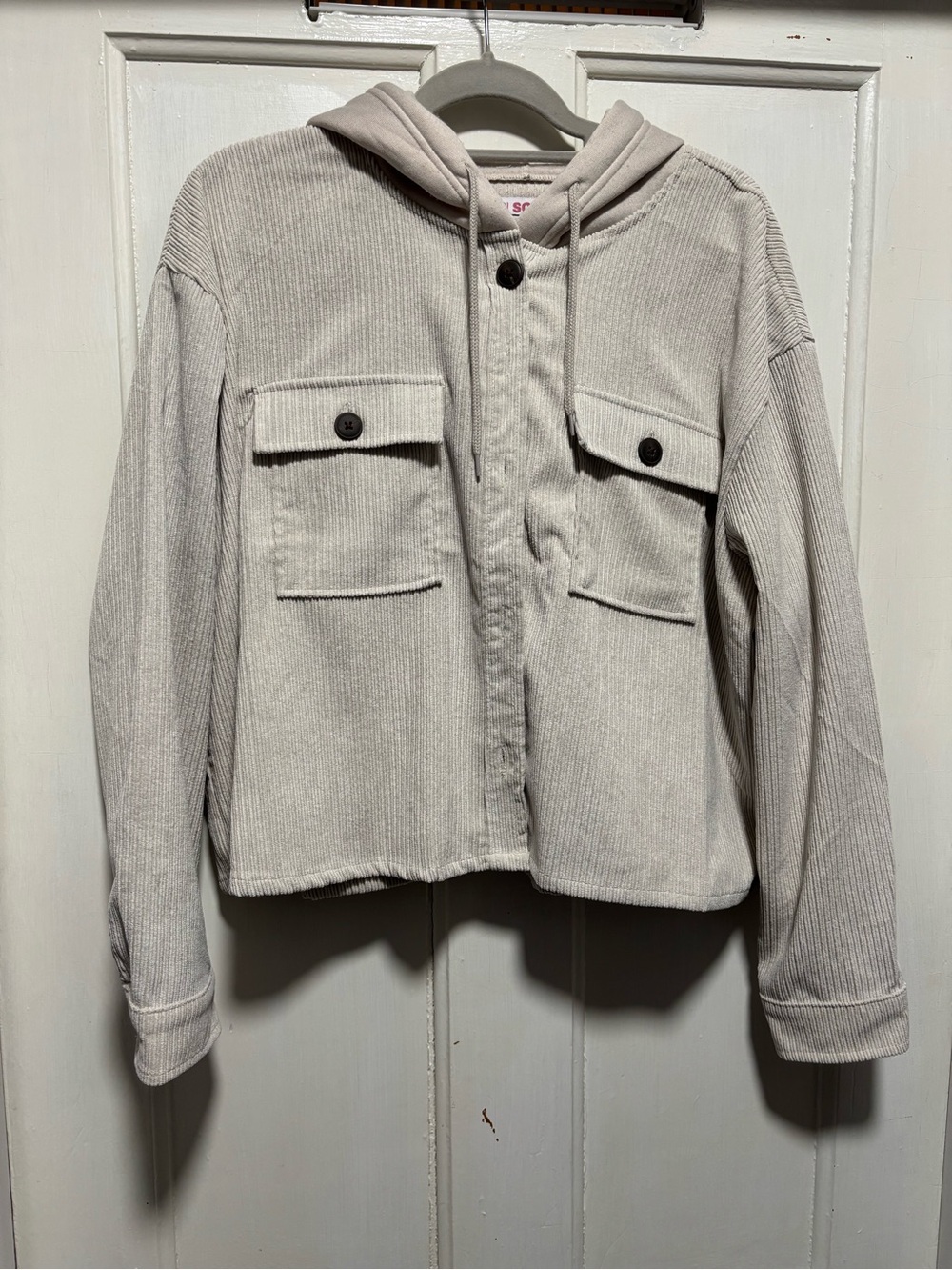 Ci Sono Cream Corduroy Hooded Top